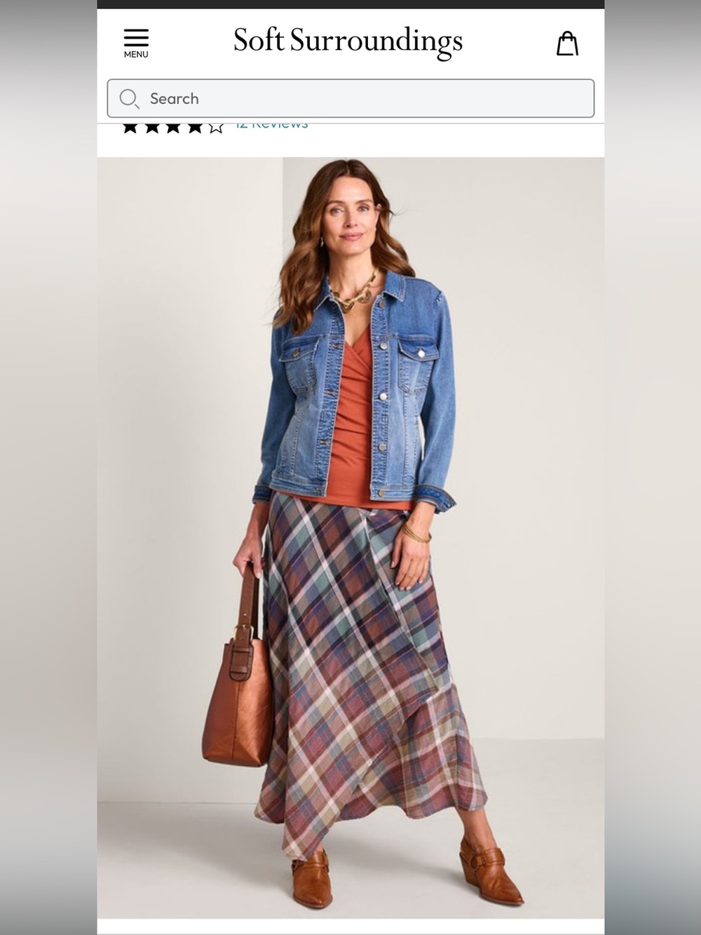 Soft Surroundings Plaid Wrap like Boho Skirt size Medium
